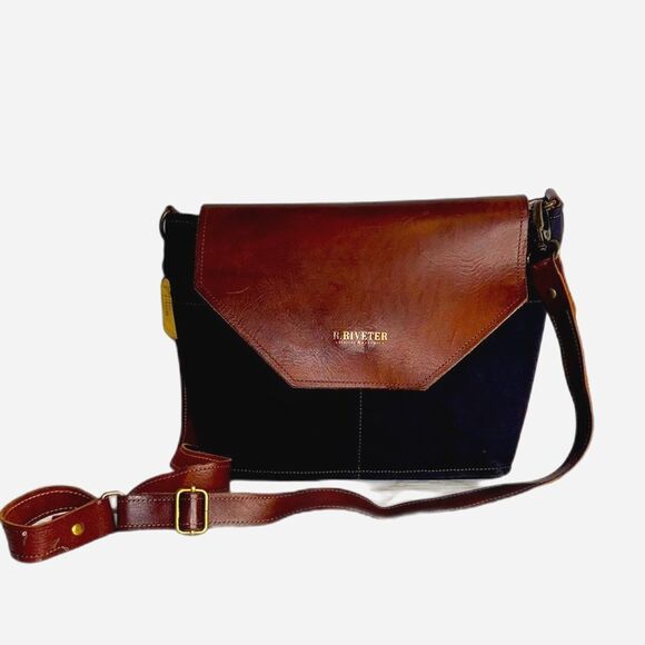R. Riveter Leather Handbag Shoulder Purse American Handmade Bag Denim Crossbody